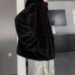 Christmas Red Hooded Lambswool Eco-friendly Faux Fur Coat