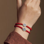 Buddha Stones 925 Sterling Silver Yin Yang Bagua Symbol Cinnabar String Concentration Bracelet