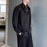 French Lapel Rose Embroidered Shirt