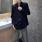 Solid Color Loose Casual Padded Shoulder Shirt