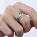 Buddha Stones 999 Sterling Silver Auspicious Clouds Engraved Blessing Adjustable Ring