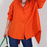 Zeagoo Solid Color Street Long Sleeve Back Slit Loose Shirt for Women Casual Work Office Loose Fit 2026 | Under