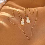 Buddha Stones 925 Sterling Silver Year of the Rabbit Hetian White Jade Happiness Drop Earrings (Extra 35% Off | USE CODE: FS35)