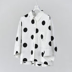 Women's Polka Dot Pleated Retro Collared Short Shirt