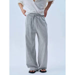 Striped Loose Straight Leg Linen Casual Pants