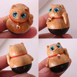 Buddha Stones Mini Lucky Cat Kitten Phoebe Zhennan Wood Blessing Decoration