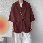 Diagonally Buttoned Loose Cardigan Shirt