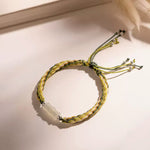 Buddha Stones White Jade Bamboo Reincarnation Knot Wealth Luck Strength String Bracelet