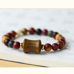 Buddha Stones Tibet Multicolored Sandalwood Om Mani Padme Hum Protection Bracelet