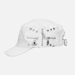 Vintage Washed Distressed Metal Zipper Studded Cadet Cap