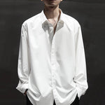 Loose Square Collar Solid Color Large Size Business Shirt