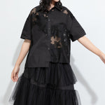 Women Irregular Lace Patchwork Loose Casual T-shirt