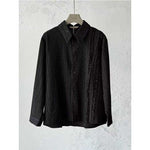 French Retro Striped Ruffled Collar Shirt