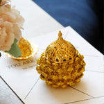 Buddha Stones Gold Pine Cone Pattern Spiritual Rituals Mini Incense Burner Home Tabletop Decor