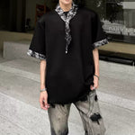 Detachable Leopard-Print Silk Scarf T-shirt
