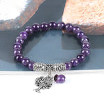 Buddha Stones Natural Gemstone Tree of Life Lucky Charm Stretch Bracelet