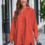 Zeagoo Long Cuffed Sleeve Shirts Button Down V Neck Blouse Loose Fitting Tops