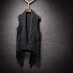 Dark Mid-Length Sleeveless Jacket Cape
