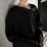 Asymmetrical Shoulder Straps Textured Long-Sleeve T-Shirt