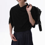 Stacked Collar Loose Solid Color T-shirt