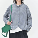 Curved Hem Checkered Textured Shirt
