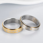Buddha Stones Mantra Titanium Steel Balance Rotatable Ring