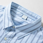 Striped Seersucker Breathable Loose Casual Shirt