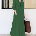 Zeagoo Women's Beach Casual Solid Color Loose Temperament Long Shirt Dress