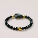 Buddha Stones Natural Tridacna Stone Lovely Cat 14K Gold Plated Blessing Ring