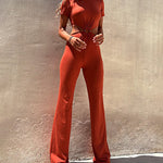 Zeagoo Women's Crew Neck Short Sleeve Waist Cut Out Backless Casual Jumpsuit Romper