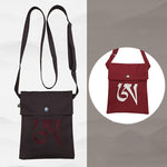 Buddha Stones Handmade OM Mantra Embroidered Spiritual Mind Practice Cotton Crossbody Bag Shoulder Bag Cellphone Bag