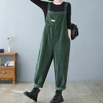 Solid Color Corduroy Harem Overalls