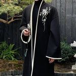 Embroidered Wool Retro Thickened Mid-length Coat