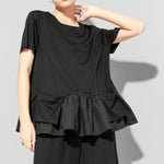 Irregularly Spliced Loose T-shirt