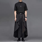 Japanese Retro Faux Two-piece Wide-leg Cropped Trousers