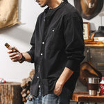Loose Stand Collar Long Sleeve Casual Shirt