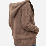 Zeagoo Women's Casual Loose Fitting Fluffy Button Down Knitwear Coatigan Chunky Cable Hooded Cardigan