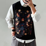 ã€�Nightingaleã€‘Round Neck Pullover Patch Loose Vest