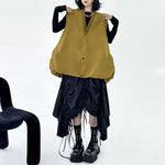 Bud Loose Solid Color V-neck Vest