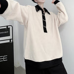 Contrast Color Lapel POLO Thin Sweatshirt