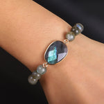 Buddha Stones Natural Labradorite Moonstone Support Healing Beaded Bracelet