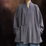Loose Cotton Cross Front Hanfu Kimono Cardigan