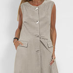 Zeagoo Women's Chic Two Pieces Sleeveless Slim-Fit Long Shirt Dress and Straight Leg Pants Sets