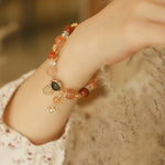 Buddha Stones Natural Multicolored Rutilated Quartz Eight-pointed Star Flower Wealth Bracelet