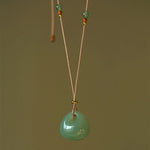 Buddha Stones Natural Jade Luck Prosperity Necklace Pendant