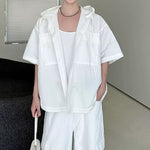 Oversized Hooded Utility Shirt with Large Pockets