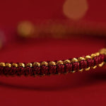 Buddha Stones Natural Cinnabar Peace Buckle Fu Character Charm Blessing Braided Bracelet