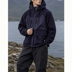 Color-blocked Large Pocket Shooded Windbreaker