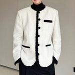 Raw Edge Contrast Wool Slub Jacket