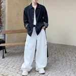 Vintage Workwear Lace-up Washed Denim Jacket